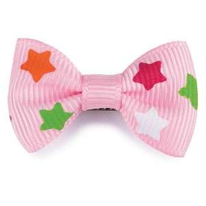Aria Peyton Star Dog Bow Barrettes Pink 2 Pack NEW  