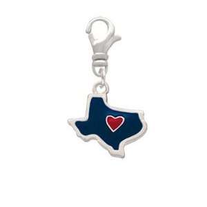  Blue Texas with Red Heart Clip on Charm Arts, Crafts 