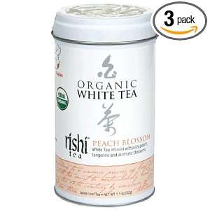 Rishi Tea Organic White Peach Blossom Loose Tea, 1.1 Ounce Tin (Pack 