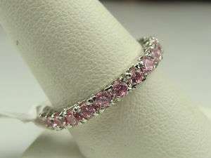 PINK CZ ETERNITY BAND RING SZ 9  