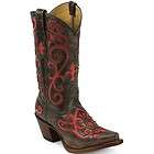 NIB Womens Tony Lama Vail Chocolate and Red Snip Toe Cowgirl Boots