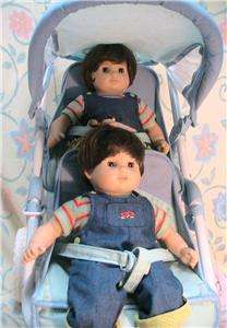 American Girl Bitty Baby Twins Set w Sled, Double Stroller, Snowsuits 