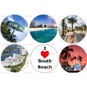   SOUTH BEACH Miami Pinback Buttons 1.25 Pins Ocean Drive Everything