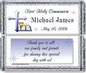 Boys First Holy Communion candy bar wrappers favors  