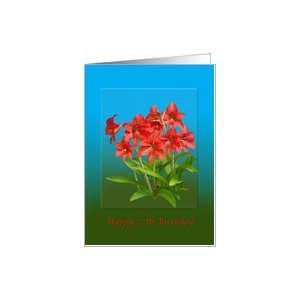  Birthday, 77th, Red Day Lilies, Religious Card Toys 