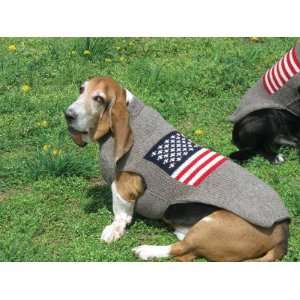  American Flag Patriotic Handmade Wool Dog Sweater Size XXS 