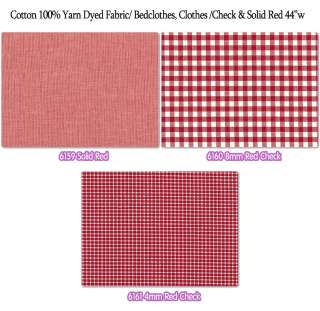 YARN DYED COTTON FABRIC SOLID & GINGHAM CHECK PLAID RED  