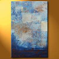 ORIGINAL ABSTRACT PAINTING BLUE WHITE TEXTURED  ANNA K  