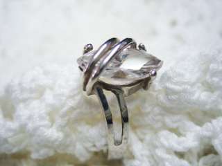 Vintage Sterling Ring Clear Cut Stone Art Deco Setting  