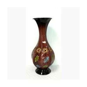    Tall Brown Metal Vase with Plant Designs REDEN40132