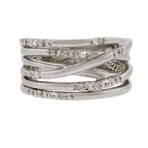  Six Row Overlapping CZ Ring Size 7 (Sizes 5 6 7 8 9 