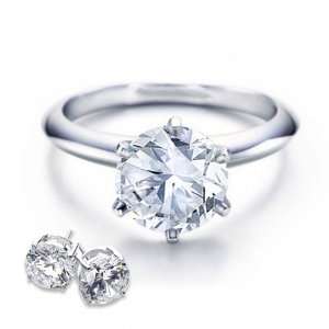   Engagement Ring & Stud Earrings Jewelry Set 5 Bling Jewelry Jewelry