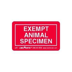  Exempt Specimen Label, Animal