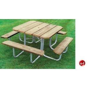  Outdoor 358 Picnic Bench Table, 48 Square Pine Table 