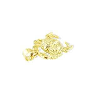    14k Yellow Gold Crab Cancer Zodiac Astrology Pendant Jewelry
