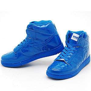 Mens Blue Shiny High Top Sneakers Shoes US sz 7~11 NWT  