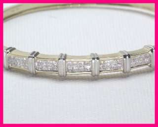14kyg Princess Diamond Invisible Set Bangle Bracelet 2.00 carats