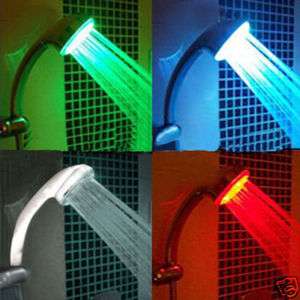 Temperature 3 Color Changing LED Light Shower Head RGB  