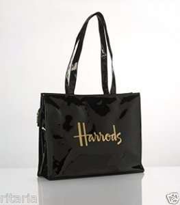 HARRODS FAMOUS BLACK SHOPPING TOTE SHOULDER BAG  