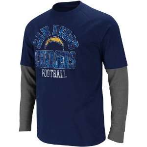  San Diego Chargers Navy Read and React Two Fer T Shirt 
