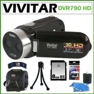 Vivitar Vivicam DVR 790 HD 3D 5.1MP Digital Camcorder in Black + 8GB 