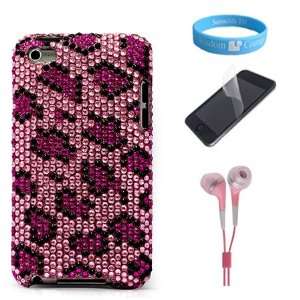  Elegant Pink Cheetah Rhinestones Protective Case for Apple iPod 