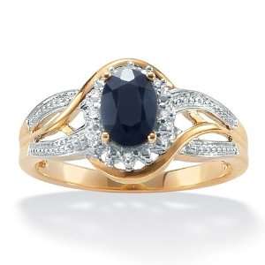   10k Gold Oval Blue Sapphire and Round Diamond Accent Ring Jewelry