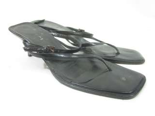 AUTH GUCCI Black Leather Slingback Sandals Pumps Size 8  