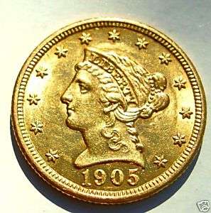 1905 Uncirculated( 2.5 ) Dollar Gold Coin  