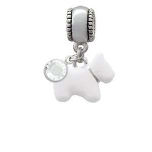 White Westie Dog   Two Sided Charm European Charm Bead Hanger with 