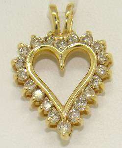 Romantic Glitter 14kt Gold Diamond Heart Pendant  