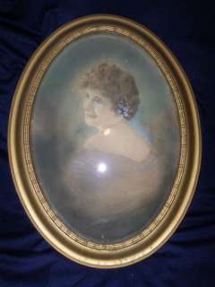Antique Oval Bubble Glass Frame  