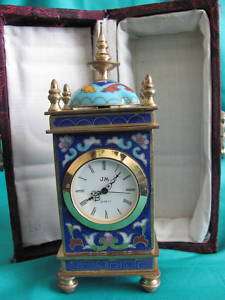   Chinese CLOISONNE Enamel & Brass   Clock   Floral Design **  