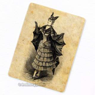   Bat Girl Costume Deco Magnet, Vintage Illust Batgirl Halloween Fridge