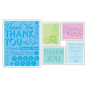 Sizzix Textured Impressions Embossing Folders 5PK   Thank You Set #2