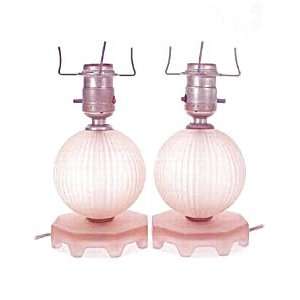  Pink Satin Glass Lamps Vintage