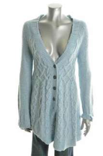 Free People NEW Cardigan Blue Cableknit Sale Misses Sweater M  