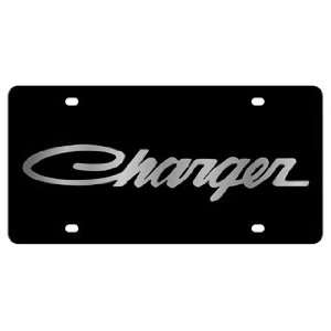 Dodge Charger License Plate on Black Steel Automotive