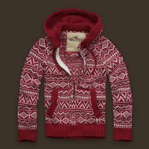 NWT Red Hollister Pier View Mens Sweater Hoodie Cardigan  