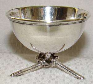   VINTAGE SILVER OPEN SALT CELLAR BOWL master dip dish pot~FIGURAL