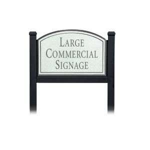  COMMERCIAL SIGN ARCH BLACK POST MOUNTED WHITE SIGN SILVER 