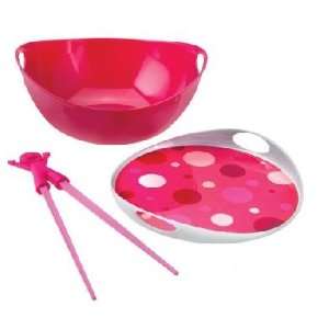  Uni Junior Bowl, Plate & Chopsticks Set   Pink