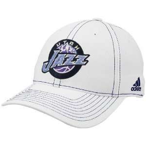 adidas Utah Jazz White Team Logo Structured Flex Fit Hat  