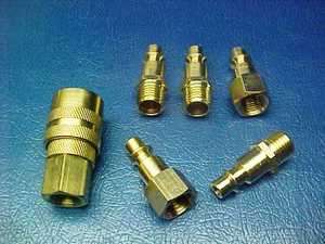   BRASS QUICK AIR COUPLER DISCONNECT WITH 5 FITTINGS MILTON 727 728 F SH