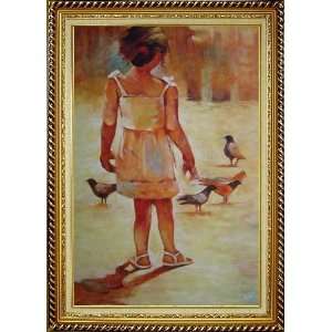  Little Girl with Pigeons under Summer Sunshine Oil 