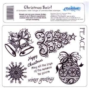   Mount Unmounted Rubber Stamp Sheet Christmas Swirl Toys & Games