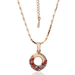  Rose Gold Inlaid Crystal Happiness Donut Pendant 18k Gold 