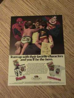 1987 UNDEROOS FUNPALS ADVERTISEMENT SUPERMAN SPIDERMAN BOYS UNDERWEAR 