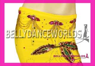 BELLY DANCE EGYPT COSTUME SET TOP SKIRT BOLLYWOOD DANCING GOLD BEADED 