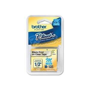  Brother 1/2 Black on Clear Non Laminated Tape Office 